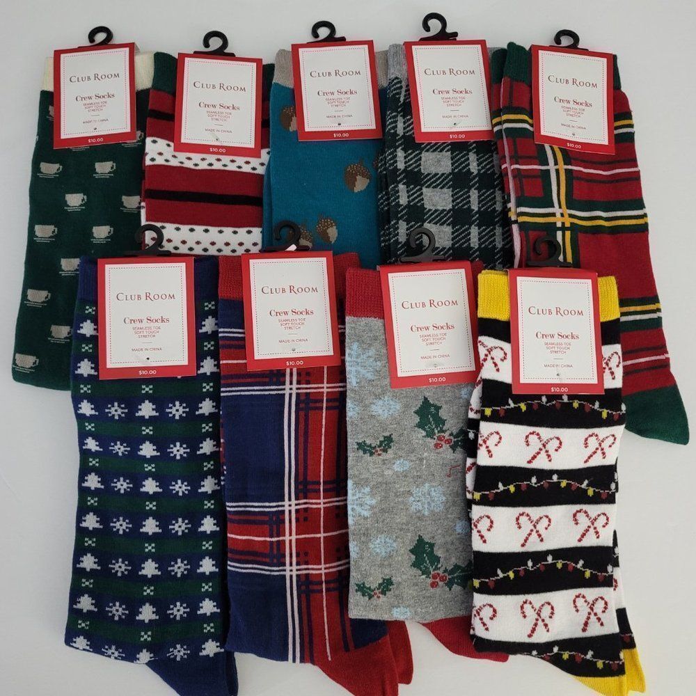 Club Room Holiday, Christmas, Navidad, Winter, 9PK Crew Socks